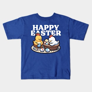 Happy Easter – Cute chicks paint Easter eggs Kids T-Shirt